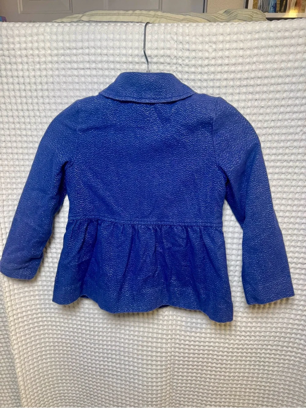 Gymboree Girls Metallic Shimmer Blue Dress Jacket Coat, Size Small 5-6
